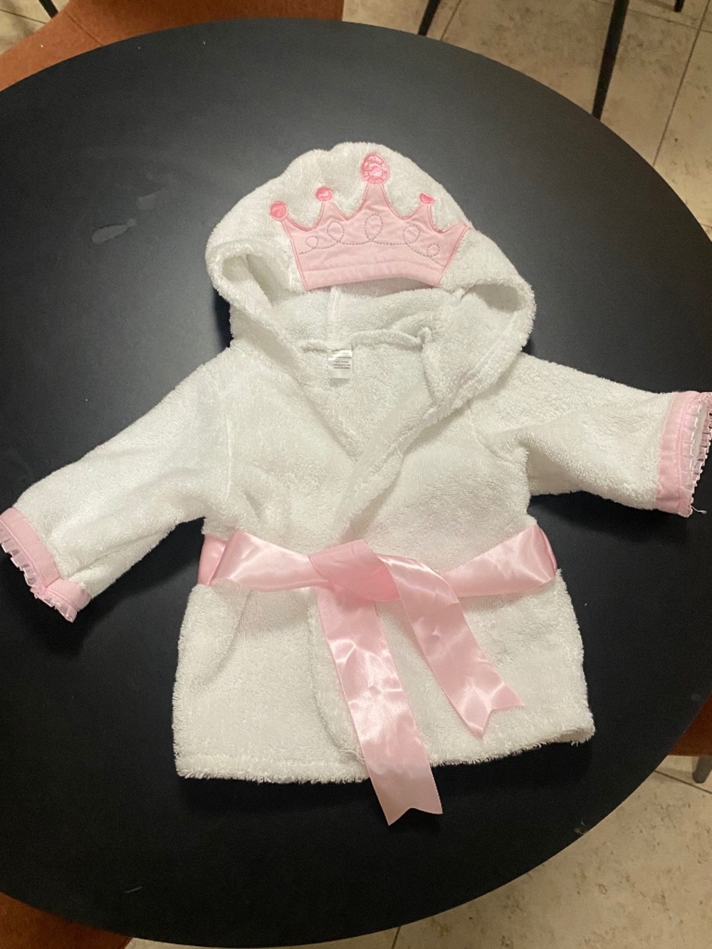 Baby Aspen Little Princess Tiara Hooded Spa Robe- 0-9 mo